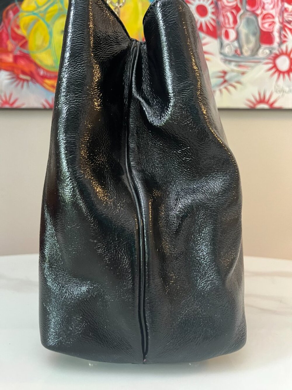 Kate Spade New York Black Patent Leather Deborah Lloyd Era Tote Chain Strap - Picture 5 of 14